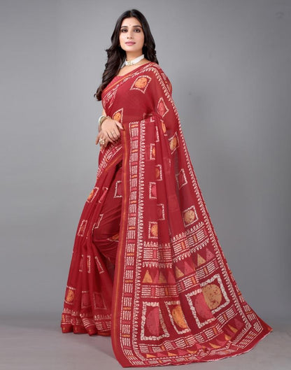 Red Cotton Saree | Sudathi