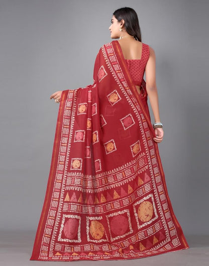 Red Cotton Saree | Sudathi