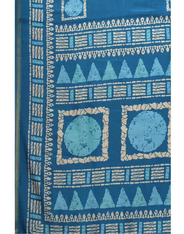 Teal Blue Cotton Saree | Sudathi