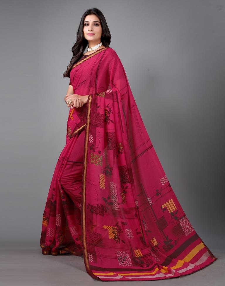 Cherry Red Cotton Saree | Sudathi