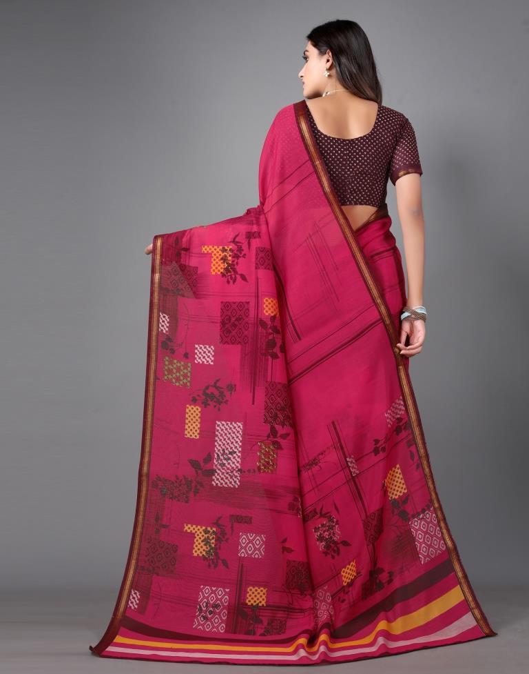 Cherry Red Cotton Saree | Sudathi