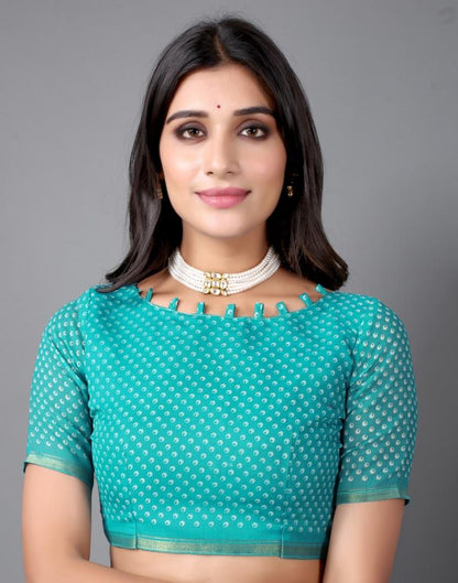 Turquoise Blue Cotton Saree | Sudathi