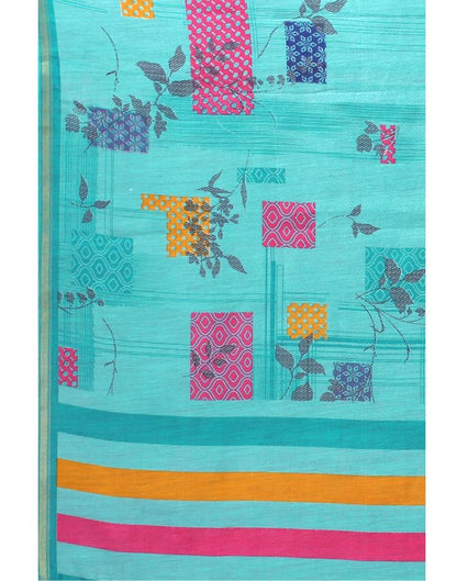 Turquoise Blue Cotton Saree | Sudathi