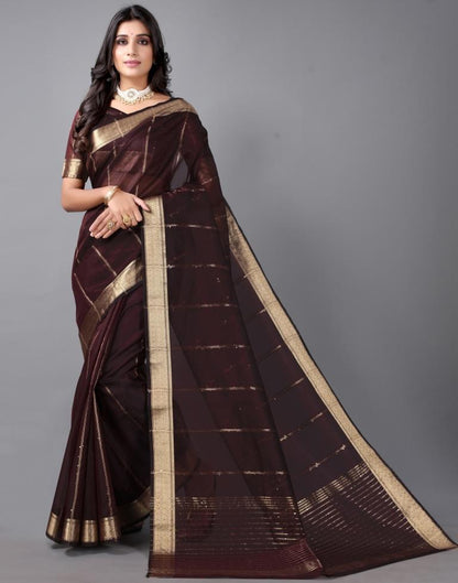 Brown Woven Organza Saree | Sudathi