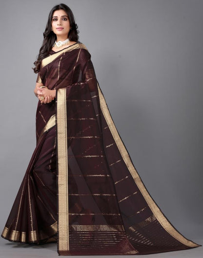 Brown Woven Organza Saree | Sudathi