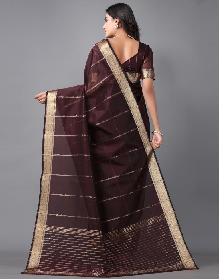 Brown Woven Organza Saree | Sudathi