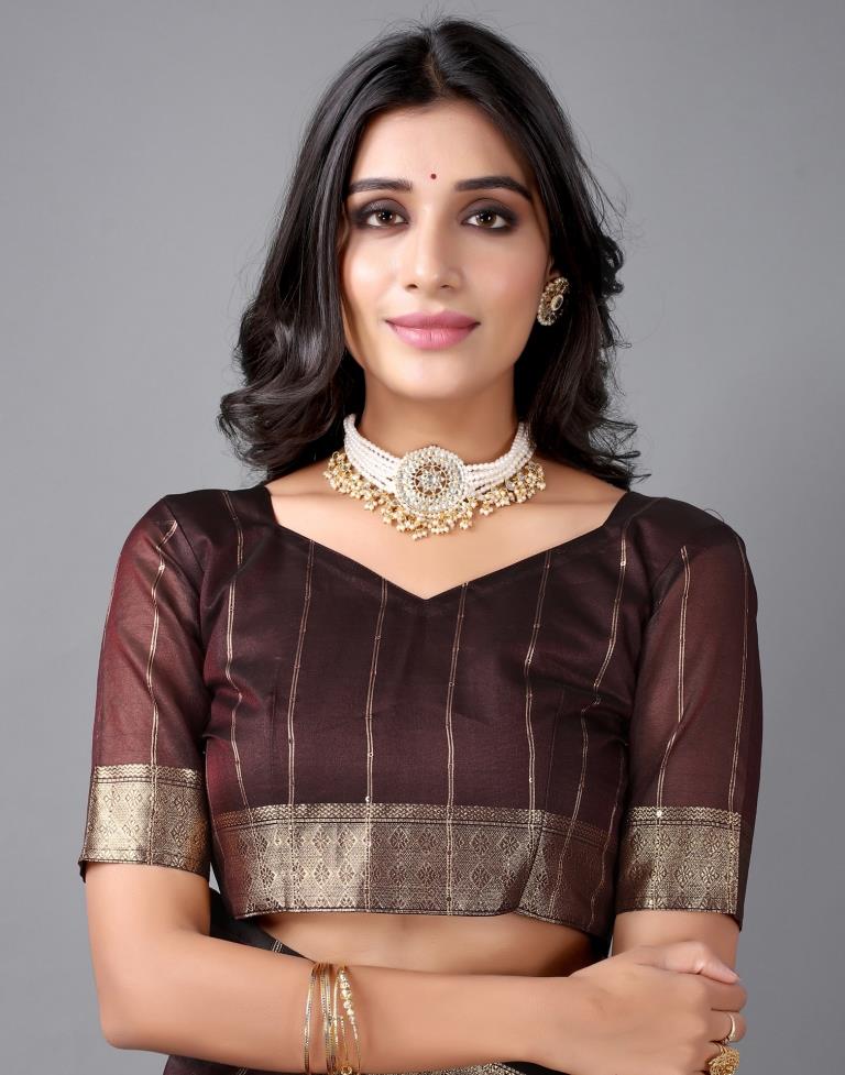 Brown Woven Organza Saree | Sudathi