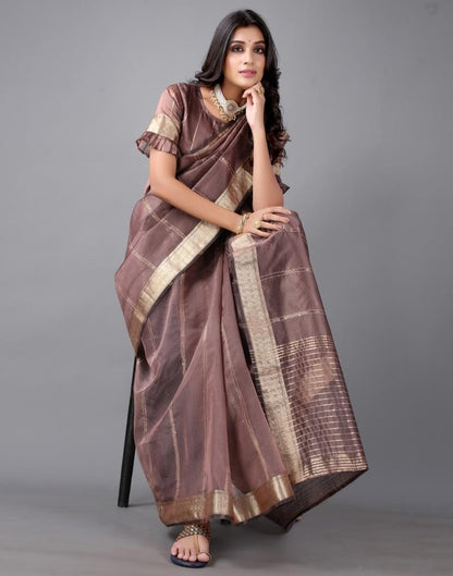 Rosewood Woven Organza Saree | Sudathi