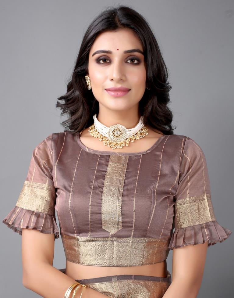 Rosewood Woven Organza Saree | Sudathi