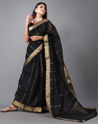 Black Woven Organza Saree | Sudathi