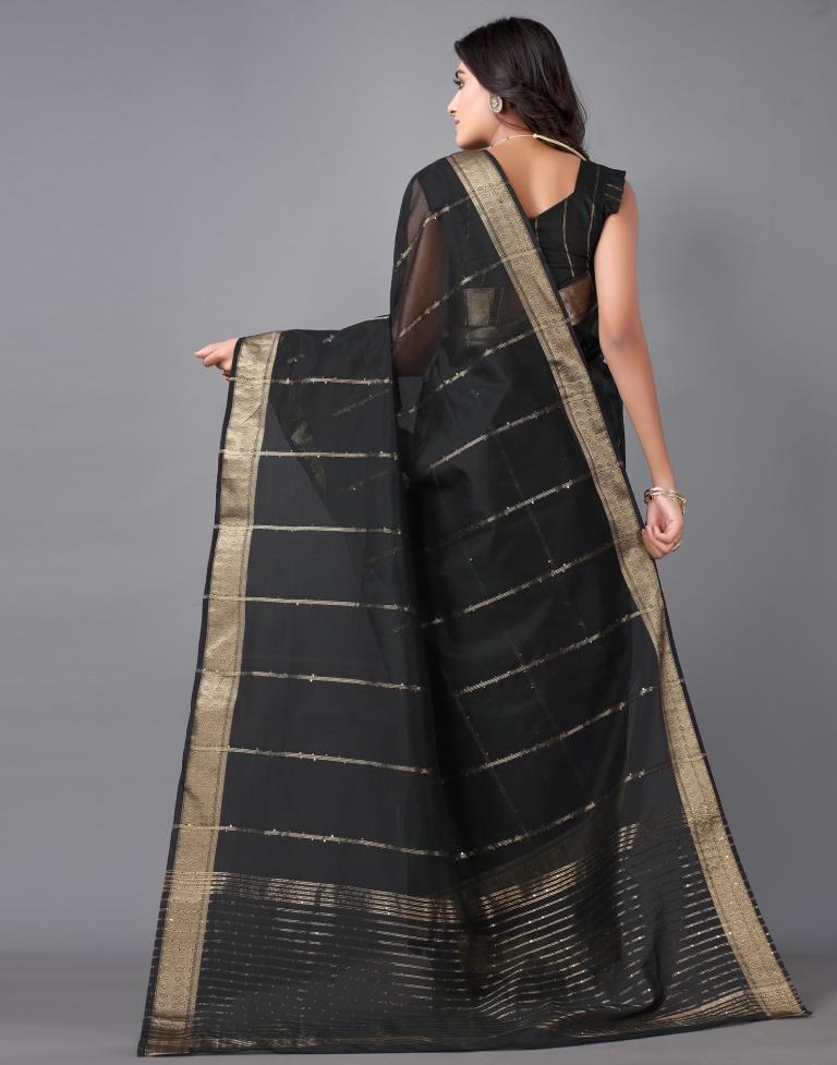 Black Woven Organza Saree | Sudathi