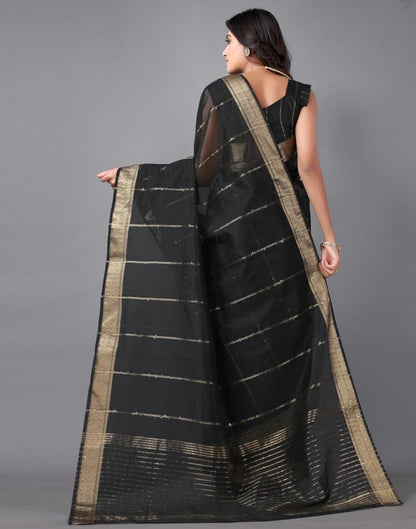 Black Woven Organza Saree | Sudathi