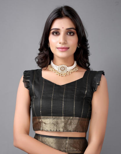 Black Woven Organza Saree | Sudathi