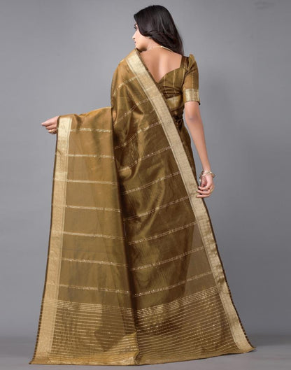 Brown Woven Organza Saree | Sudathi