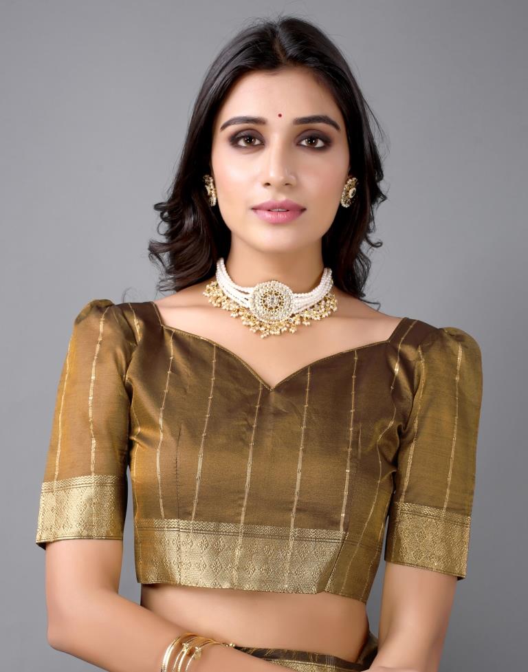 Brown Woven Organza Saree | Sudathi