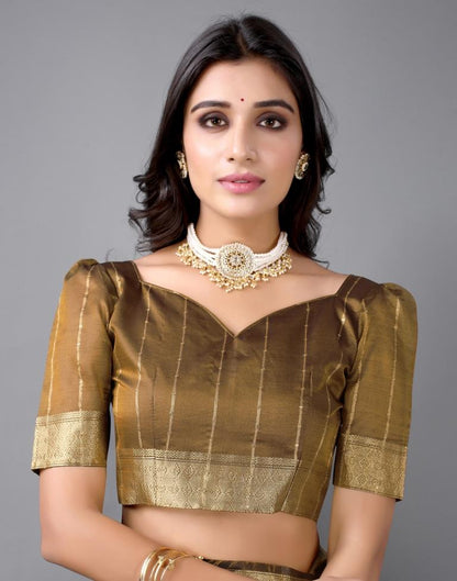Brown Woven Organza Saree | Sudathi