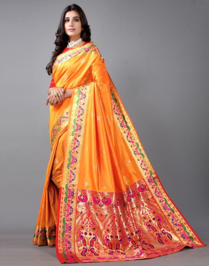 Turmeric Yellow Coloured Silk Cotton Jacquard Saree | Sudathi