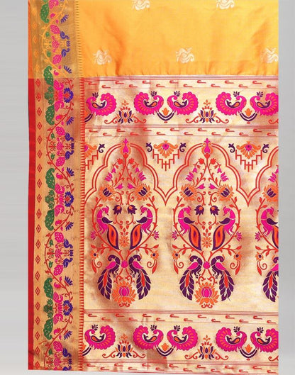 Turmeric Yellow Coloured Silk Cotton Jacquard Saree | Sudathi