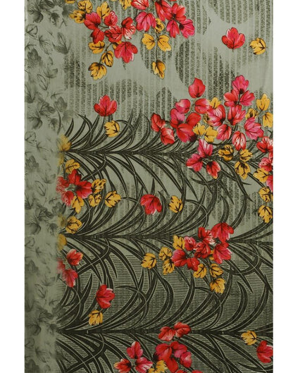 Greenish Grey Printed Georgette Saree