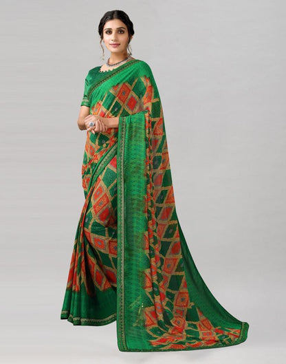 Multicoloured Printed Georgette Saree