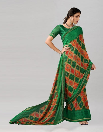 Multicoloured Printed Georgette Saree