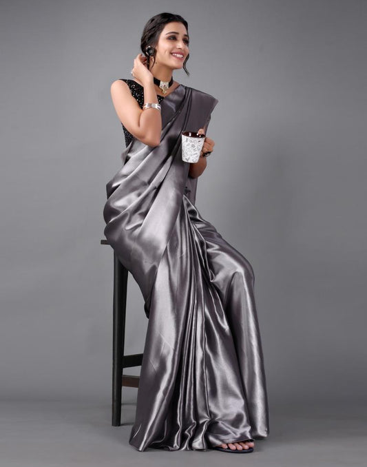 Grey Silk Saree | Sudathi