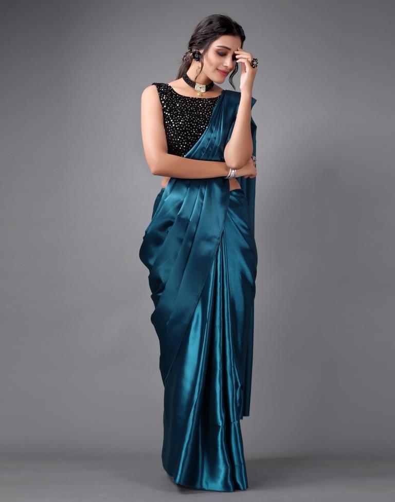 Teal Blue Silk Saree | Sudathi