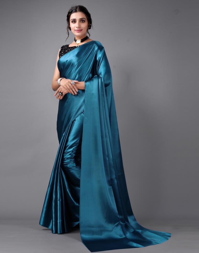 Teal Blue Silk Saree | Sudathi