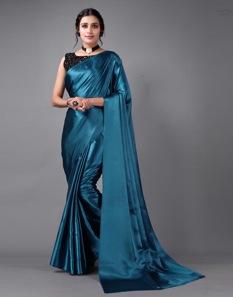 Teal Blue Silk Saree | Sudathi