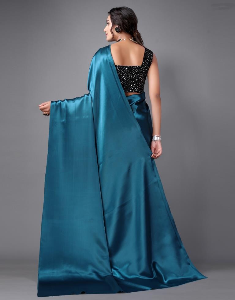 Teal Blue Silk Saree | Sudathi