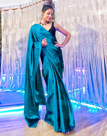 Teal Blue Silk Saree | Sudathi