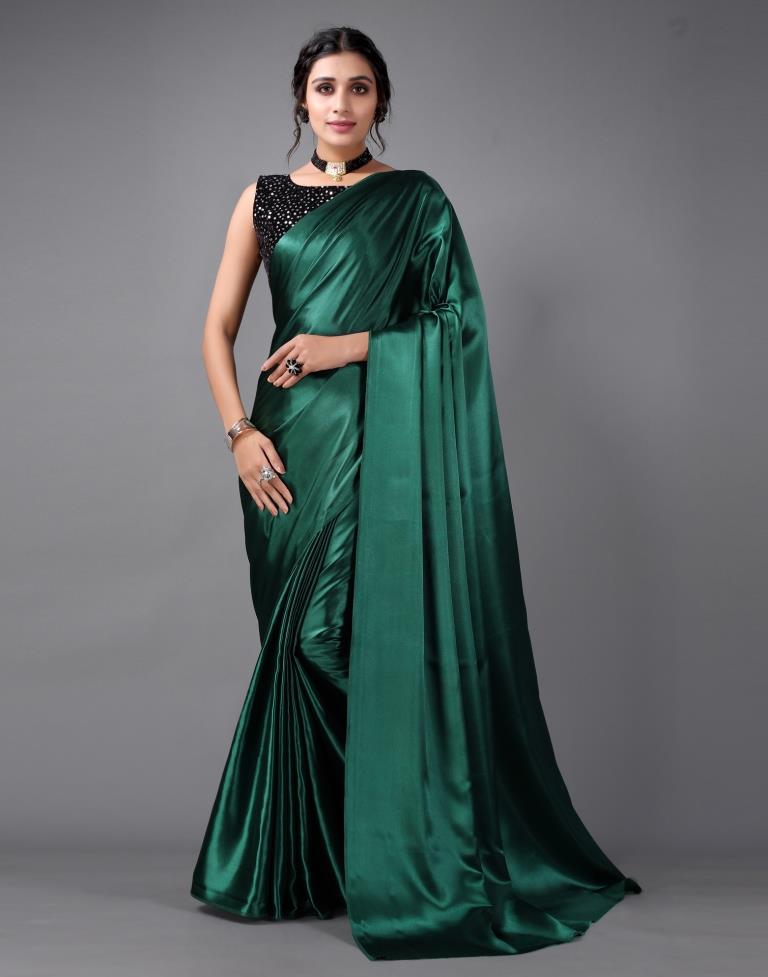 Bottle Green Silk Saree | Sudathi