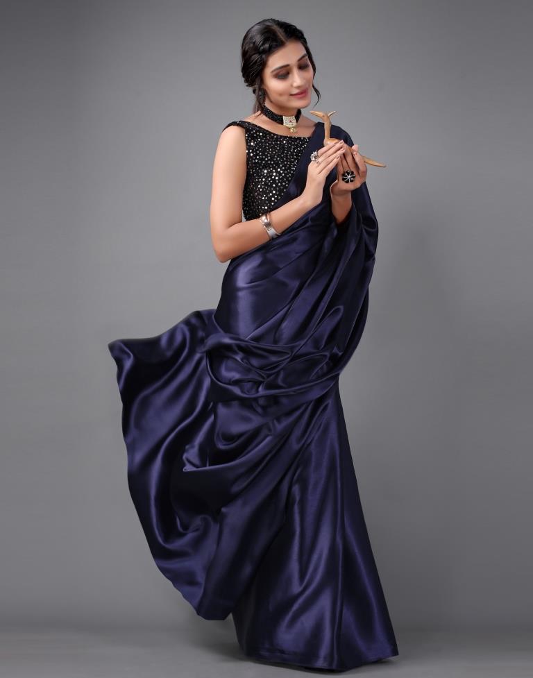 Navy Blue Silk Saree | Sudathi