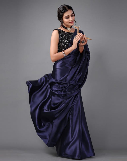 Navy Blue Silk Saree | Sudathi