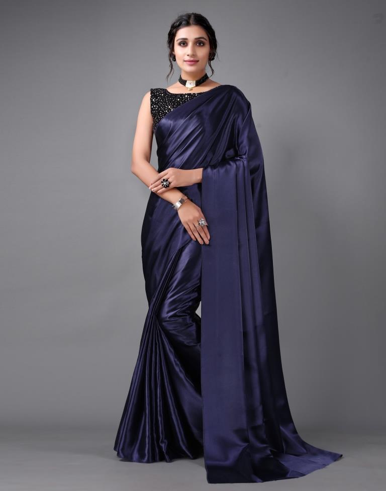 Navy Blue Silk Saree | Sudathi