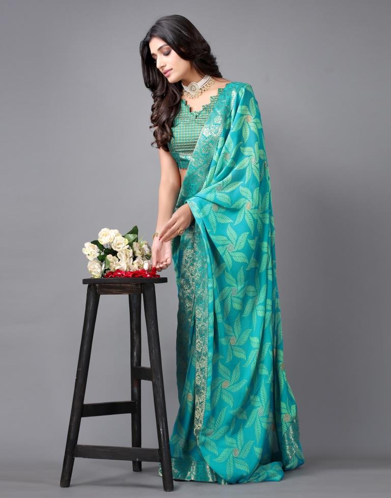 Rama Green Chiffon Saree | Sudathi