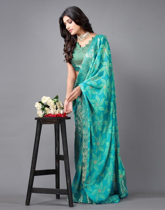 Rama Green Chiffon Saree | Sudathi