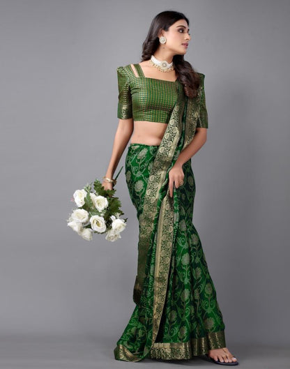 Bottle Green Chiffon Saree | Sudathi