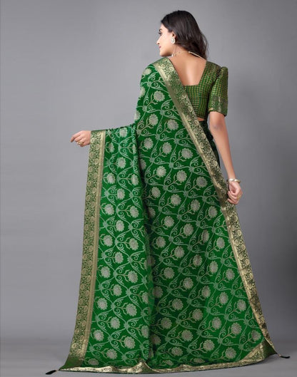 Bottle Green Chiffon Saree | Sudathi