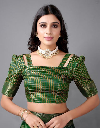 Bottle Green Chiffon Saree | Sudathi