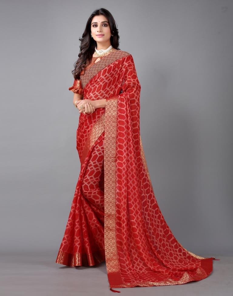 Red Chiffon Saree | Sudathi