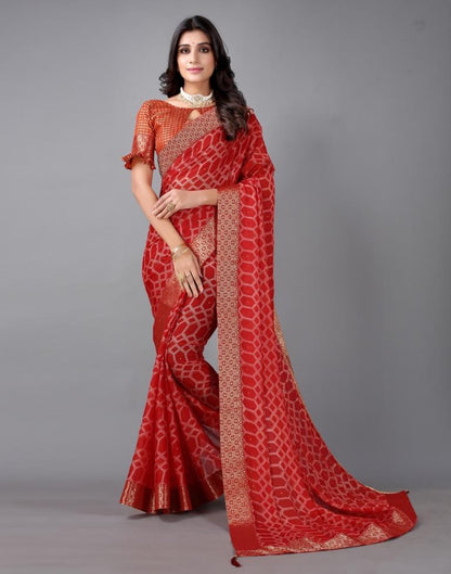 Red Chiffon Saree | Sudathi