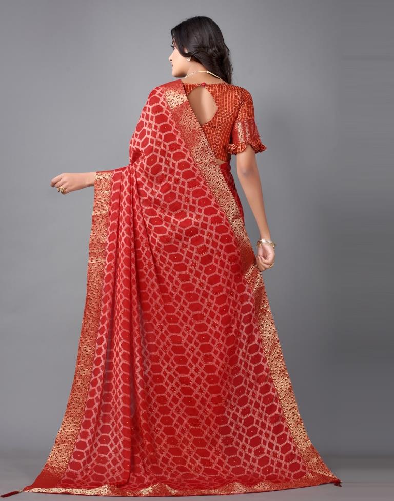 Red Chiffon Saree | Sudathi