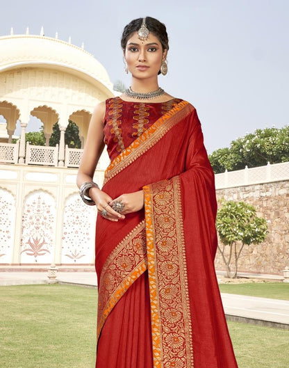 Red Weaving Silk Saree