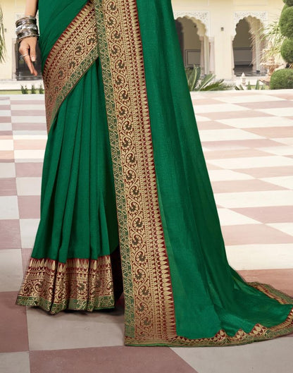 Bottle Green Weaving Silk Saree
