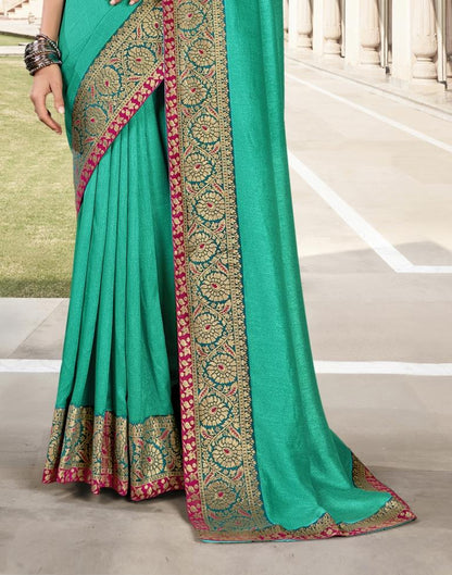 Turquoise Green Weaving Silk Saree