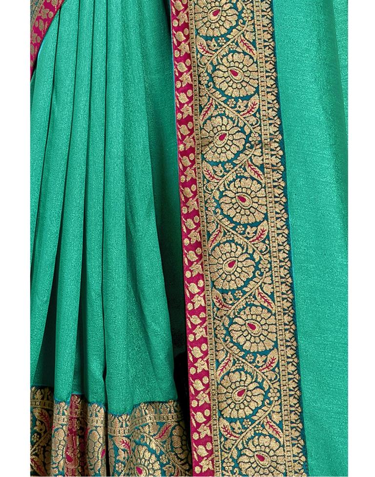 Turquoise Green Weaving Silk Saree