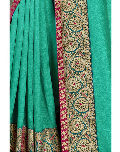 Turquoise Green Weaving Silk Saree