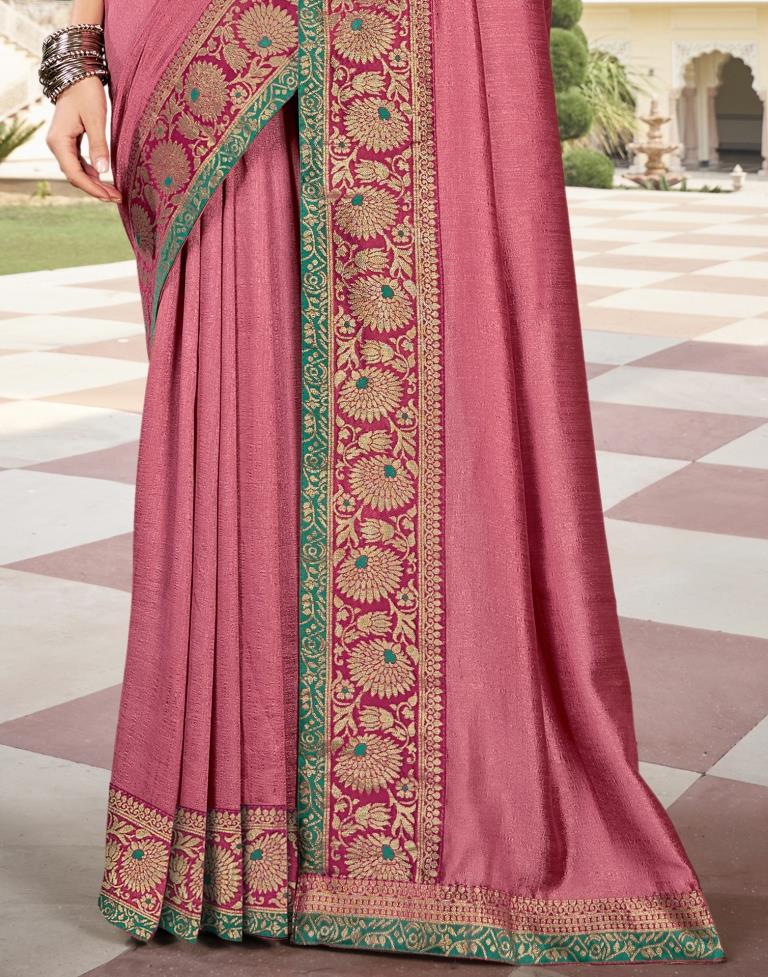 Rose Pink Weaving Silk Saree