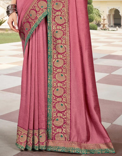 Rose Pink Weaving Silk Saree